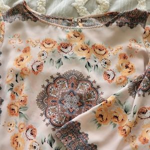 Sheer colorful 3/4 sleeve dress shirt